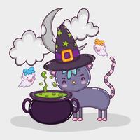 Dibujos animados de gato de Halloween vector