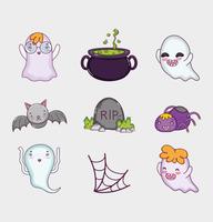 Set of halloween cartoons vector