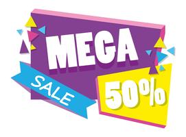 Mega sale discounts poster memphis style vector