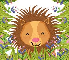 Cute wildlife lion cartoon vector