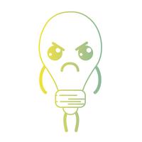 line kawaii cute angry bulb energy vector