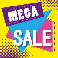 Mega sale discounts poster memphis style vector