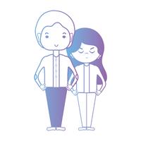 Línea linda pareja junto con diseño de peinado. vector