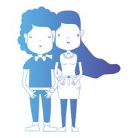 line couple together with hairstyle and clothes vector