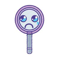 kawaii cute crying magnifying glass vector