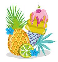 Delicious summer ice cream cartoons vector