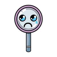 kawaii cute crying magnifying glass vector