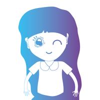 line avatar girl with hairstyle and blouse vector