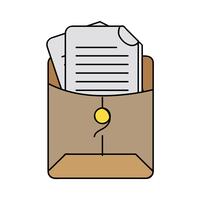 Carpeta de archivos con información de documentos de negocios. vector