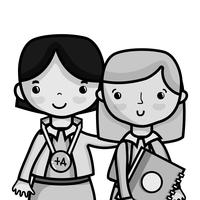 grayscale teacher with student to class education lesson vector