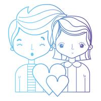 line beauty couple together with hairstyle design vector