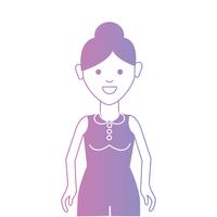 Línea mujer con peinado y diseño de ropa. vector