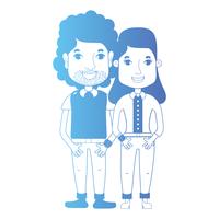 Línea de pareja junto con peinado y ropa. vector