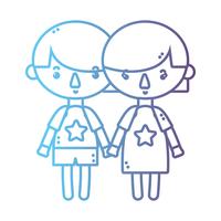 line children together with hairstyle design vector