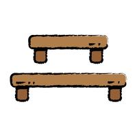 doodle wood shelf table design vector