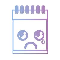 line kawaii cute crying notebook tool vector