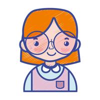 casual girl with hairstyle and blouse uniform vector