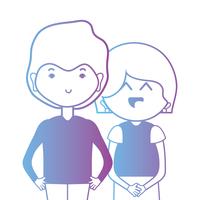 Línea pareja juntos con diseño de peinado. vector