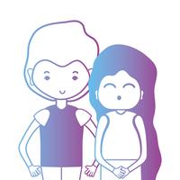 Línea pareja juntos con diseño de peinado. vector