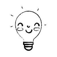 figure kawaii cute happy bulb idea vector
