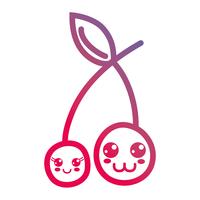 line kawaii cute cherry fruit vector