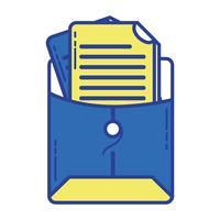 Carpeta de archivos con información de documentos de negocios. vector