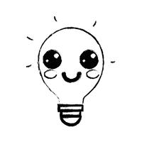 figure kawaii cute happy bulb idea vector