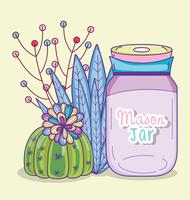 Garden mason jar cartoon vector