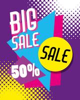 Mega sale discounts poster memphis style vector