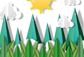 Paper art scenery vector