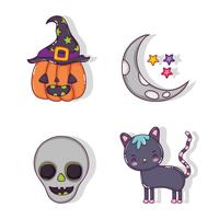 Set of halloween cartoons vector