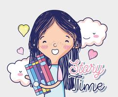 Cute girl with books vector