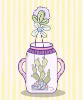 Garden mason jar cartoon vector