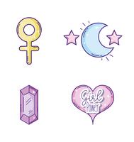 Conjunto de iconos de poderes de niña vector