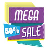 Mega sale discounts poster memphis style vector