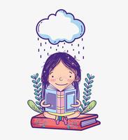 Cute girl with books vector