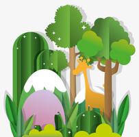 Papel arte naturaleza dibujos animados. vector