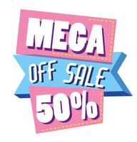 Mega sale discounts poster memphis style vector