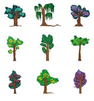 Conjunto de arboles forestales vector