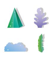 Set of paper art icons vector