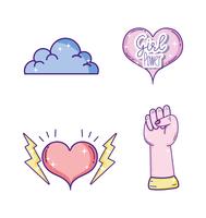 Set of girl powers icons vector