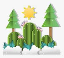 Paper art forest vector