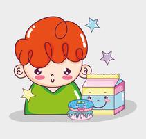 Cute boy cartoons vector