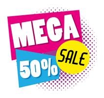 Mega sale discounts poster memphis style vector