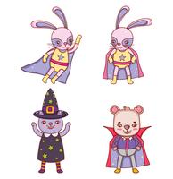 Set of animals halloween costume vector