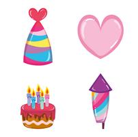 Set of birthday icons vector