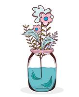 Bouquet flowers in mason jar vector