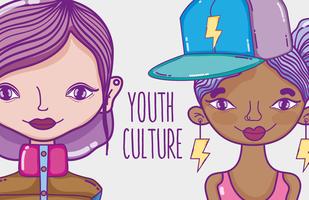 Joven cultura milenaria de dibujos animados para mujer. vector