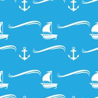 Seamless pattern with the image of yachts, anchor, steering wheel. Can be used for paper, background, texture, wallpaper. Vector i