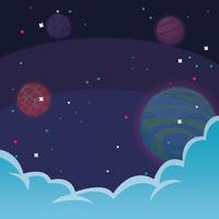 space with stars and clouds vector